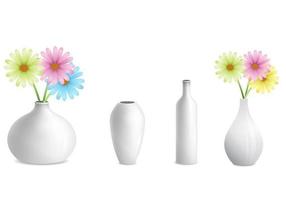 Grey Vases with Flower Vector Pack