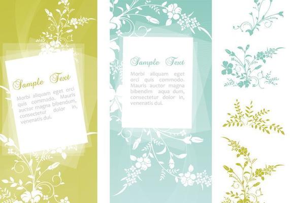 Swirly Floral Banner Vector Pack