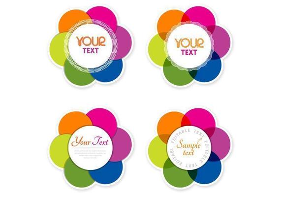 Abstract Rainbow Flower Vector Pack