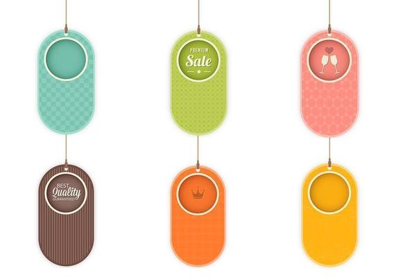 Retro Patterned Tag Vector Pack Two