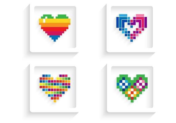 Pixelated Heart Vector Pack