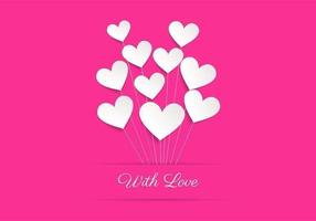 Pink Heart Balloon Love Vector Background