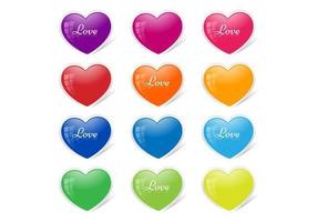 Glossy Heart Button Vector Pack