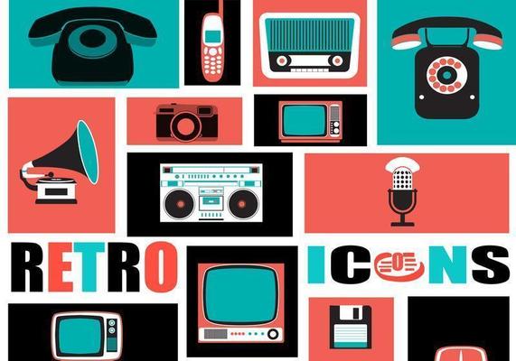 Retro Tech Icon Vector Pack