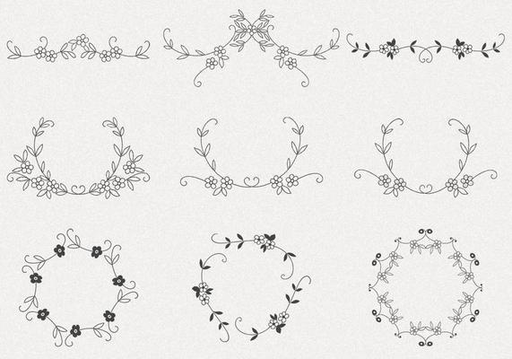Hand Drawn Flower Frame Vector Pack