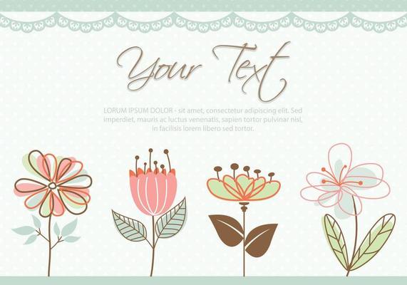 Cute Pastel Colored Flowers Card Vector