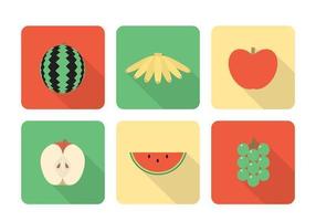 Long Shadow Fruit Icon Vector Set