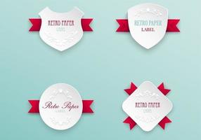 Retro Labels with Ribbons Vector Pack