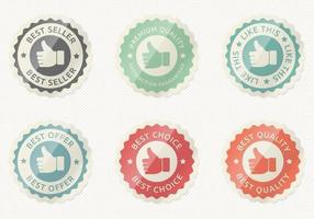 Glossy Thumbs Up Badge Vector Set