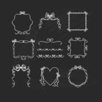 Chalk Drawn Ribbon Frame and Border Vectors