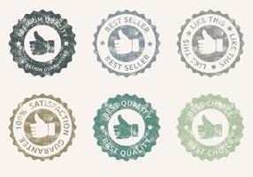 Grunge Thumbs Up Badges Vector Set