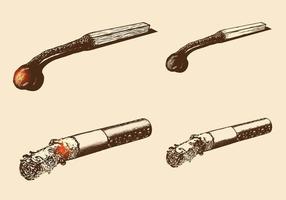 Dibujado a mano empareja vector y cigarrillo Vector Set