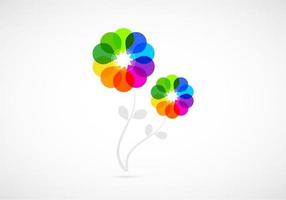 Bright Colored Abstract Flowers Vector