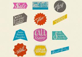 Retro Wrinkled Paper Sale Labels Vector Set