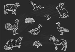 Chalk Drawn Animals Vector Set