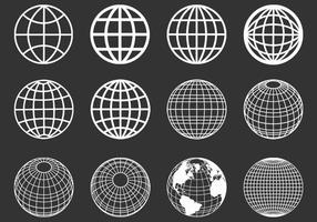 Outlined Globes Spheres Vector Set