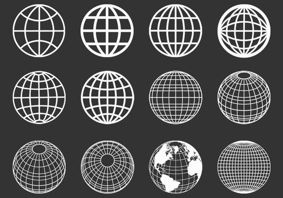 Outlined Globes Spheres Vector Set