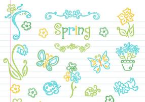 Drawn Floral Spring Elements Vector Collection