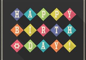 Flat Retro Happy Birthday Card Vector