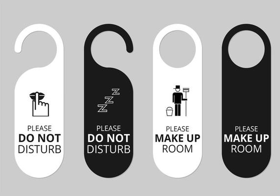Hotel Door Hanger Tags Vector Set