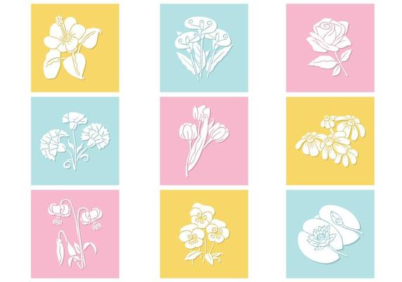 Pastel Flowers Vector Set