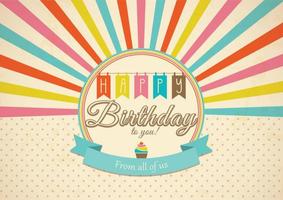 Retro Happy Birthday Card Vector