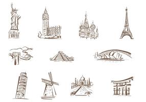 Drawn Famous Landmarks Vectors