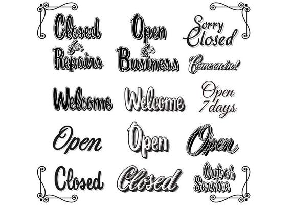 Retro Vintage Open Closed Sign Vectors