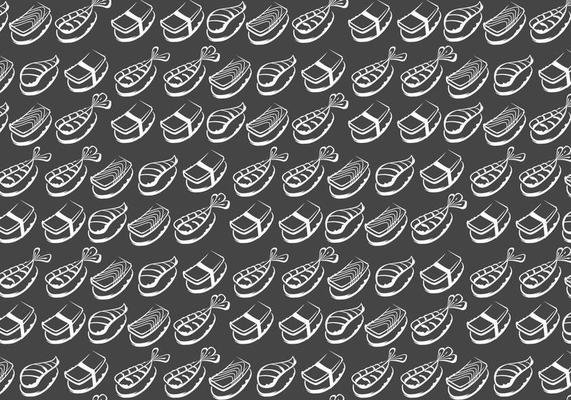 Chalk Drawn Sushi Vector Pattern