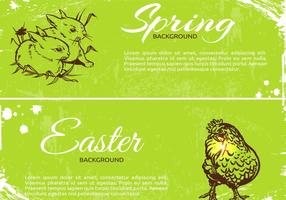 Grungy Spring Easter Banner Vectors