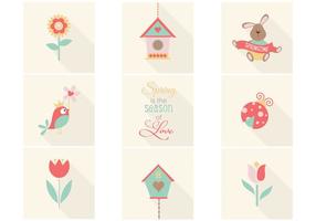 Cute Primavera Iconos Vector Pack