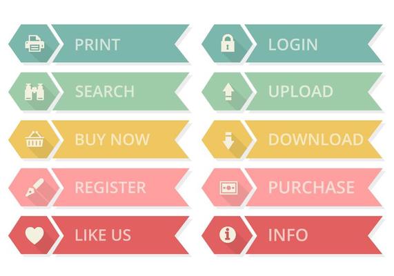 Flat Web Buttons Vector Set