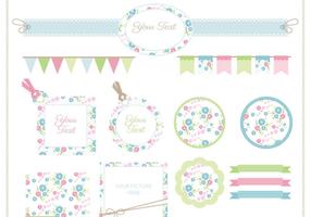 Vector Floral Scrapbook Conjunto