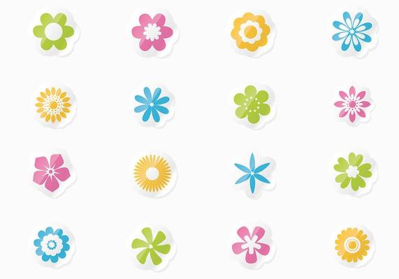 Fresh Floral Stickers Vector Set