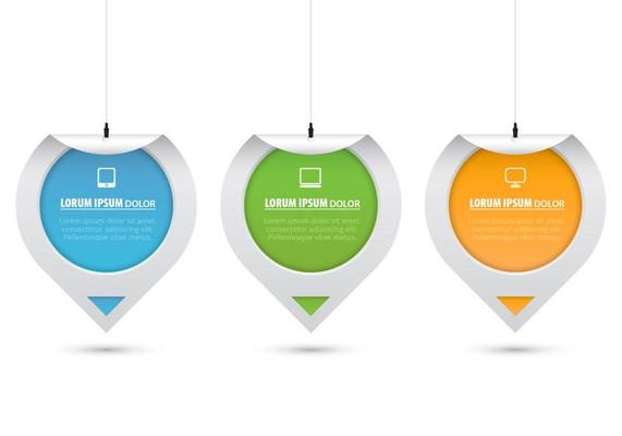 Hanging Curled Sticker Tags Vector Set