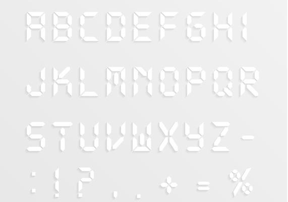 Digital Alphabet and Numbers Vector