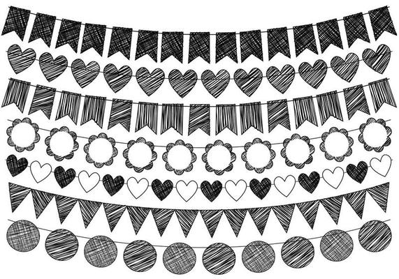 Hand Drawn Doodle Bunting Vectors
