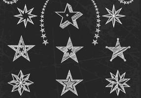 Chalk Drawn Stars Vector Set