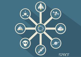 Flat Space Icons PSD Set vector
