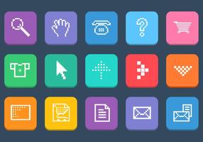 Various Pixel Web Icons Vector Set