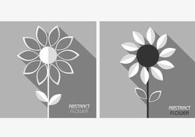 White Grey Abstract Flowers Vector Pack