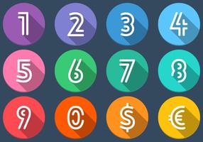 Flat Number Icons Vector Set