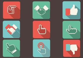 Flat Shadow Hand Icons Vector Set