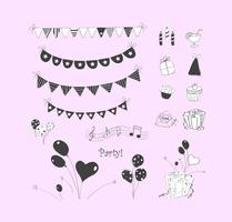 Doodle Party Elements Vector Set