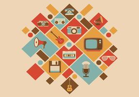 Retro Media Icon Vector Background