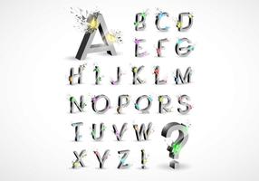3D Explosion Alphabet Vector Set