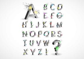 3D Explosion Alphabet Vector Set