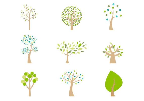 Abstract Cartoon Trees Vector Pack