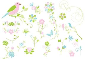 Spring Flourishes Flowers Vector Pack