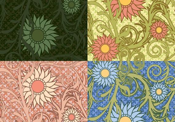 Colorful Sunflower Vector Patterns